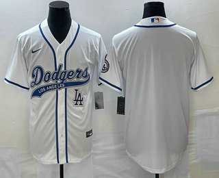 Men%27s Los Angeles Dodgers White Blank With Patch Cool Base Stitched Baseball Jersey->los angeles dodgers->MLB Jersey
